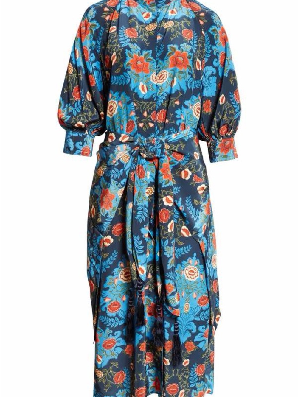 NWT FARM RIO Blue Arabesque Floral Midi Dress - Picture 4 of 14
